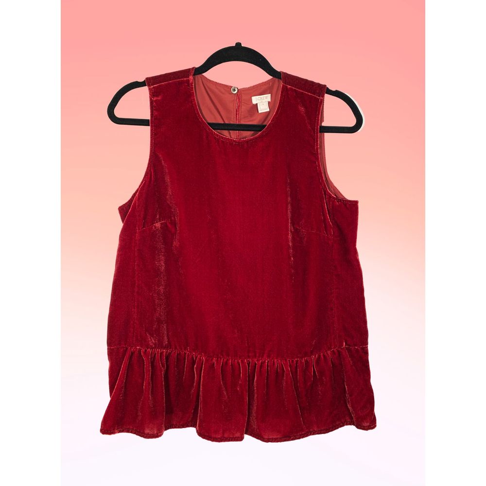 J.CREW size 4 red velvet peplum tank top